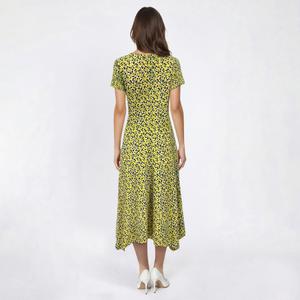 Womens Perceptions Short Sleeve Floral Knot Side Drape Midi Dress alternate view